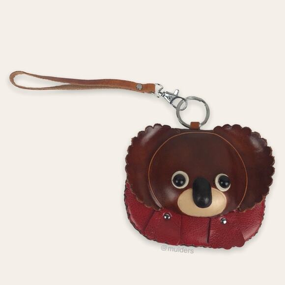 Red Panda or Koala 3D Genuine Leather Handmade Wristlet Change Coin Purse - Picture 1 of 7